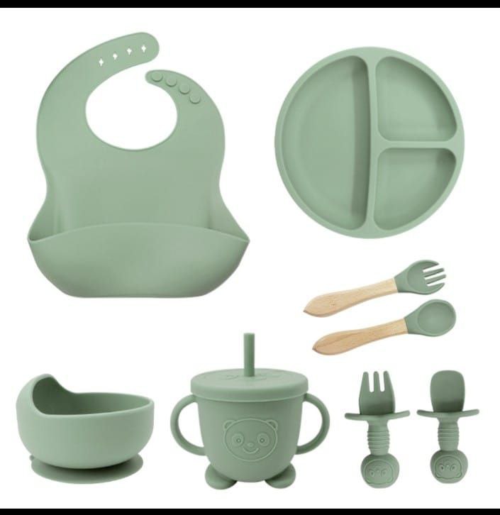 Premium Silicone Baby Feeding Set (8 pcs) – Safe, Colorful & Easy to Use